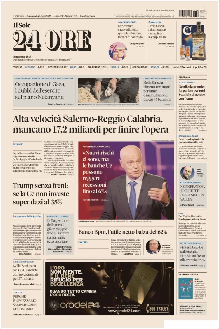 Portada de Il Sole 24 ORE (Italia)