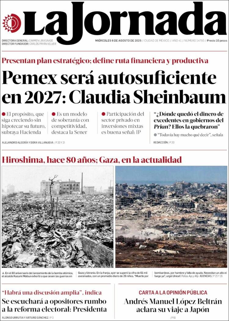 Portada de La Jornada (México)