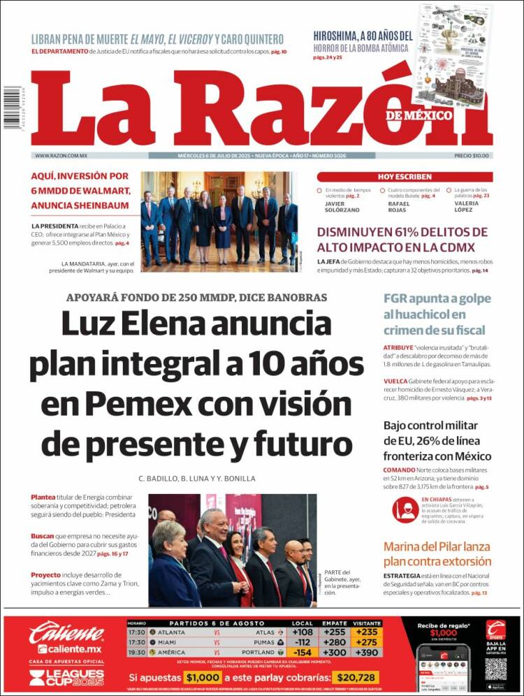 Portada de La Razón (México)