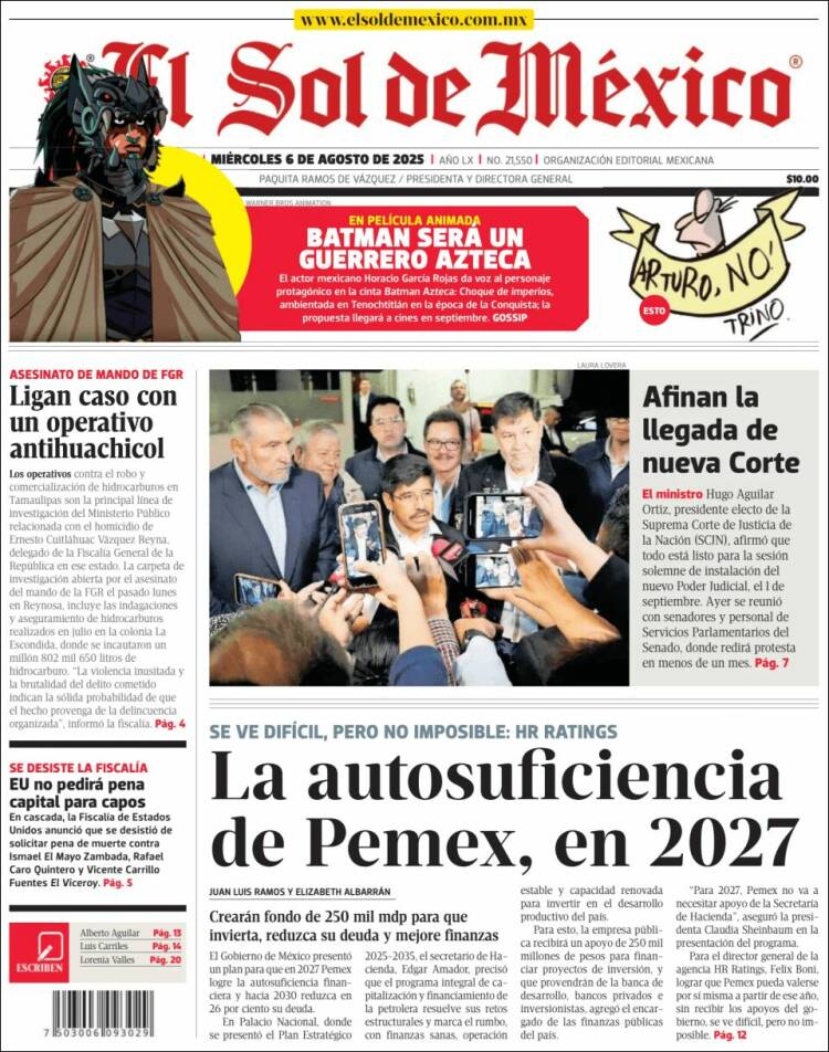 Portada de El Sol de México (México)