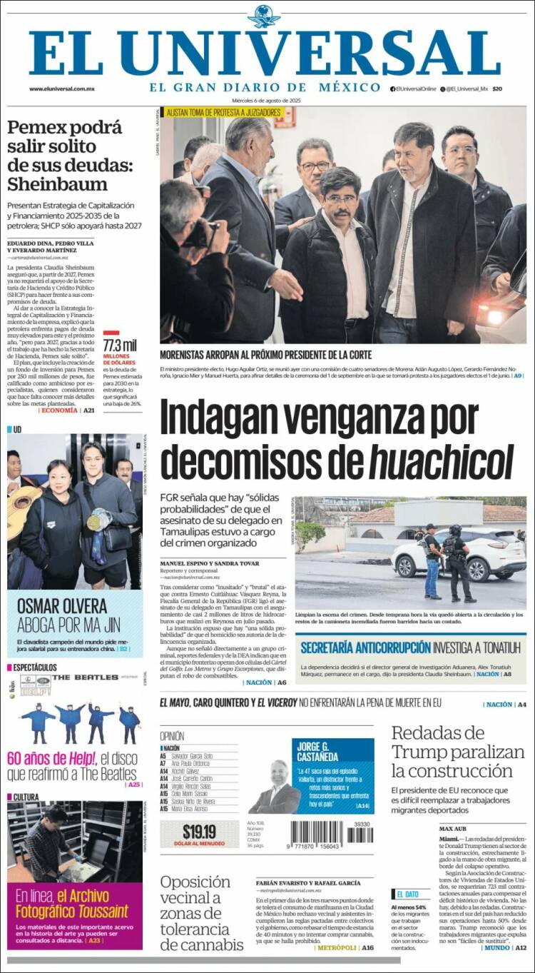 Portada de El Universal (México)