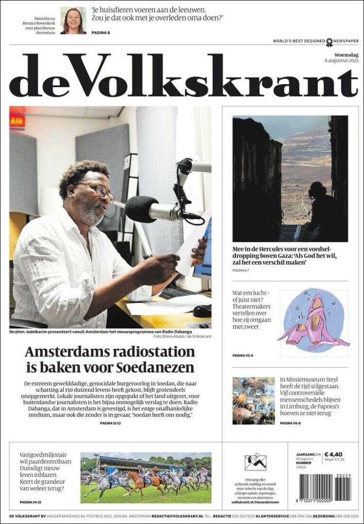 Portada de De Volkskrant (Países Bajos)