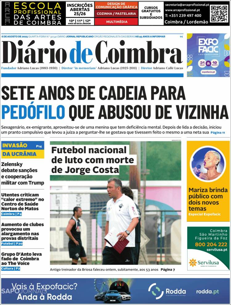 Portada de Diário de Coimbra (Portugal)