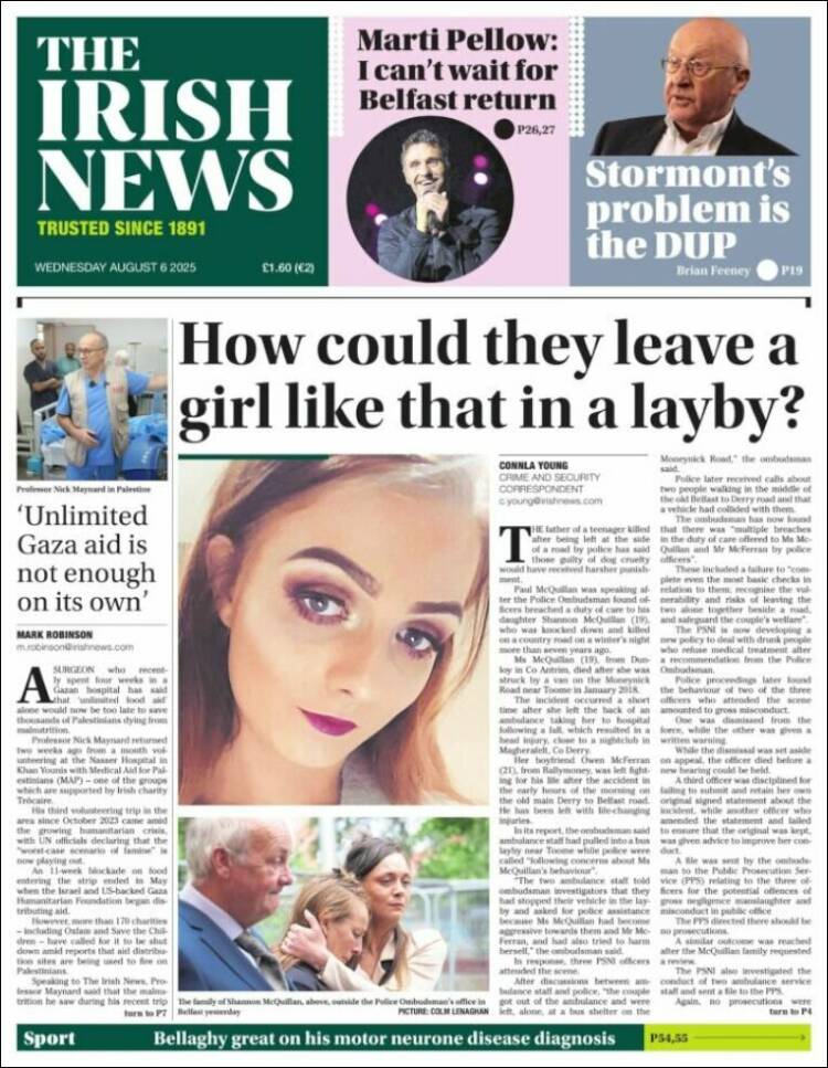 Portada de Irish News (United Kingdom)