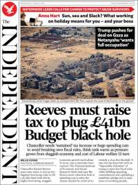Portada de The Independent (Reino Unido)