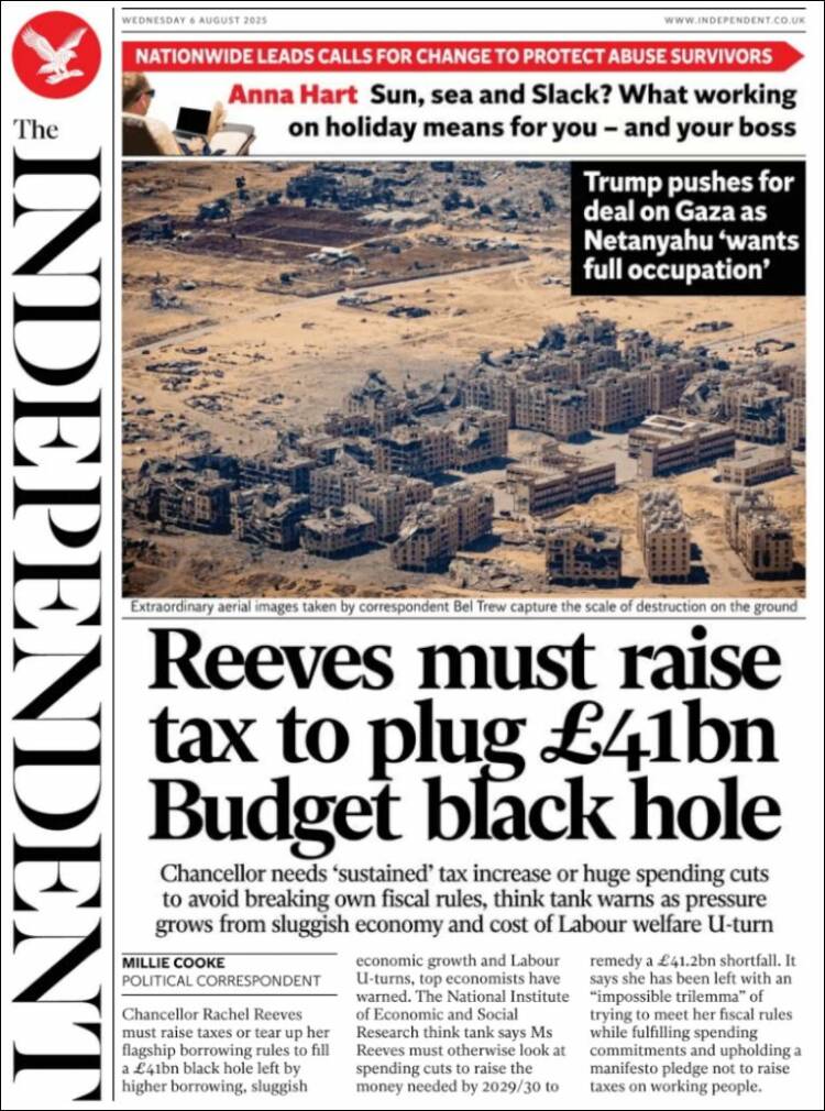 Portada de The Independent (Reino Unido)