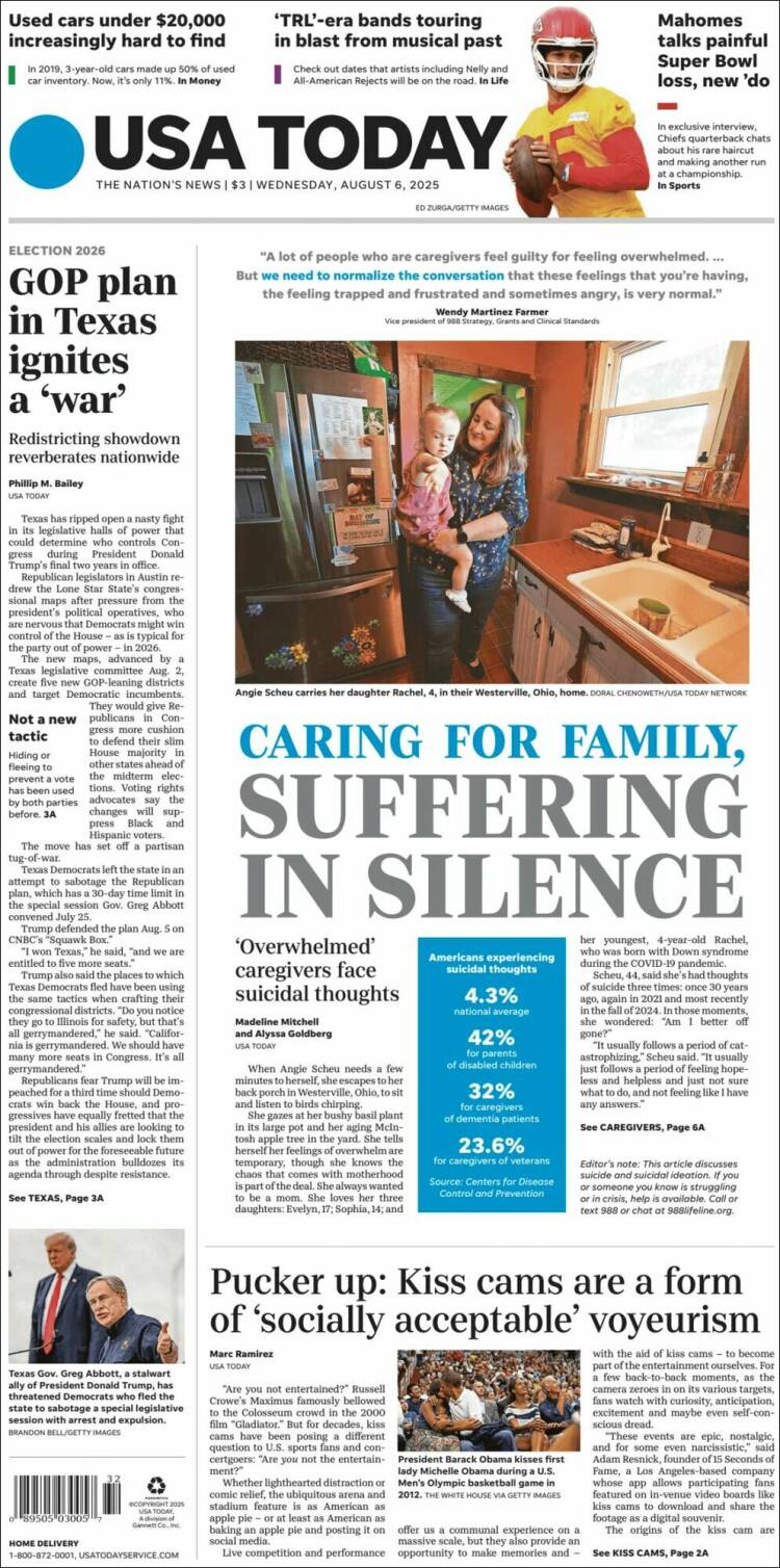 Portada de USA Today (USA)
