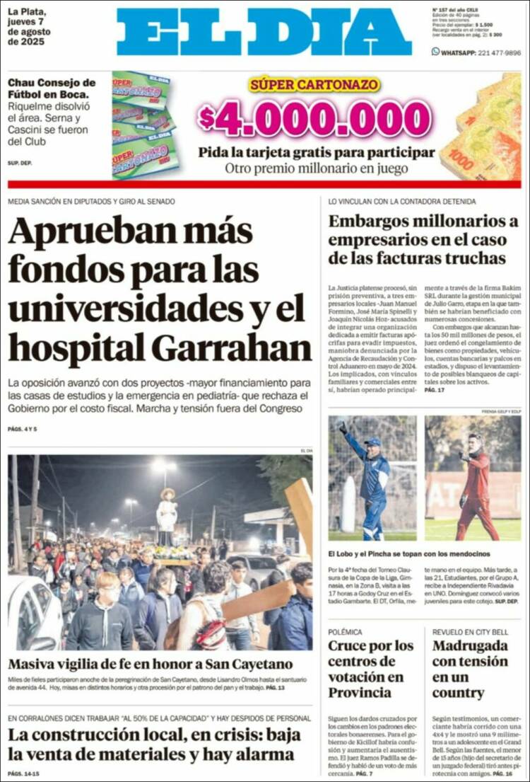 Portada de El Día de la Plata (Argentine)