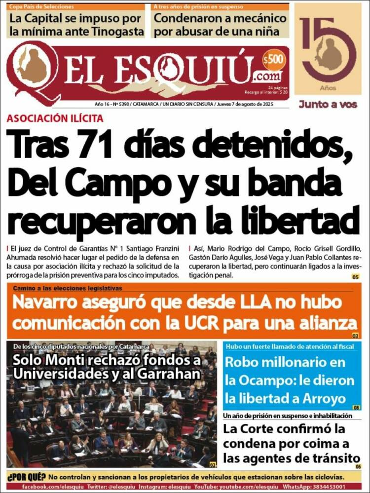Portada de El Esquiu (Argentina)