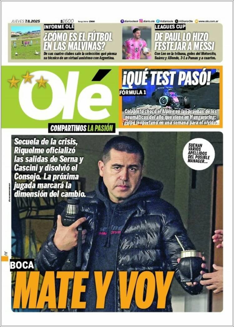 Portada de Olé (Argentina)