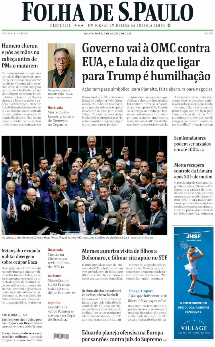 Portada de Folha de São Paulo (Brasil)