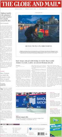 Portada de The Globe and Mail (Canada)