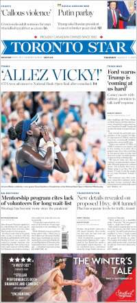 Portada de The Toronto Star (Canada)