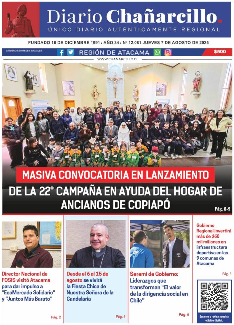Portada de Diario Chañarcillo (Chili)