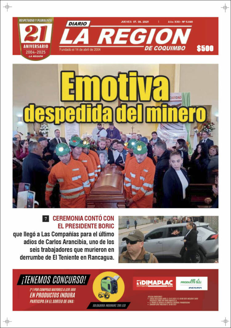 Portada de Diario La Región de Coquimbo (Chile)