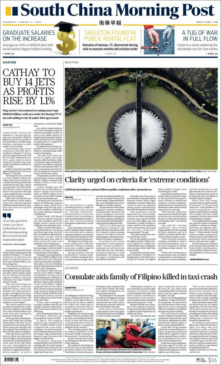 Portada de South China Morning Post (Chine)