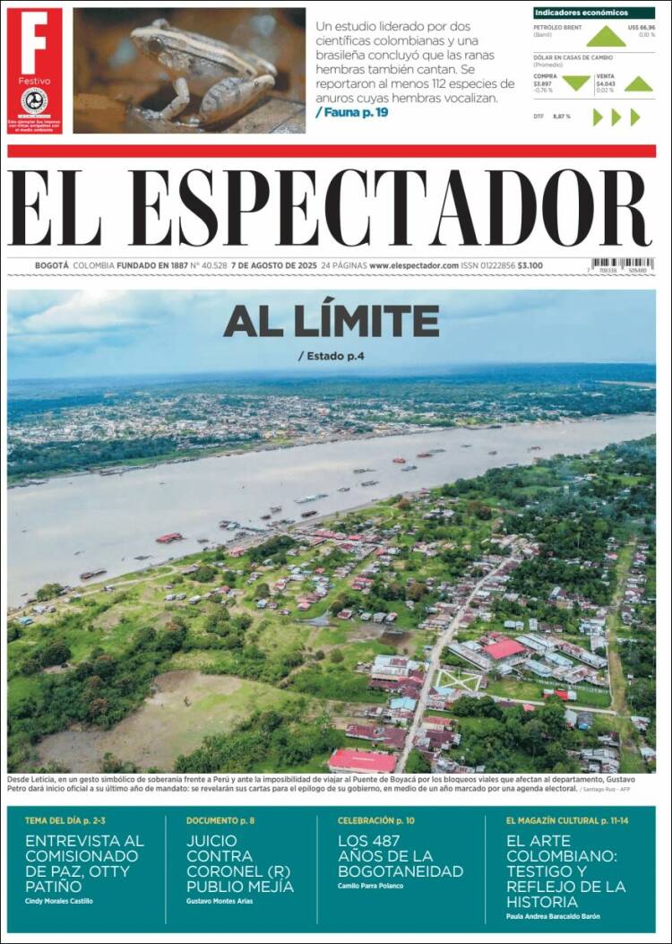 Portada de El Espectador (Colombia)