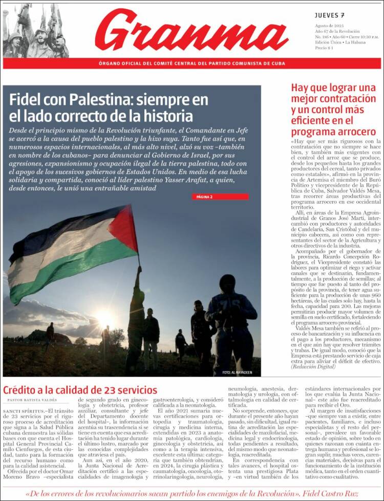 Portada de Granma (Cuba)