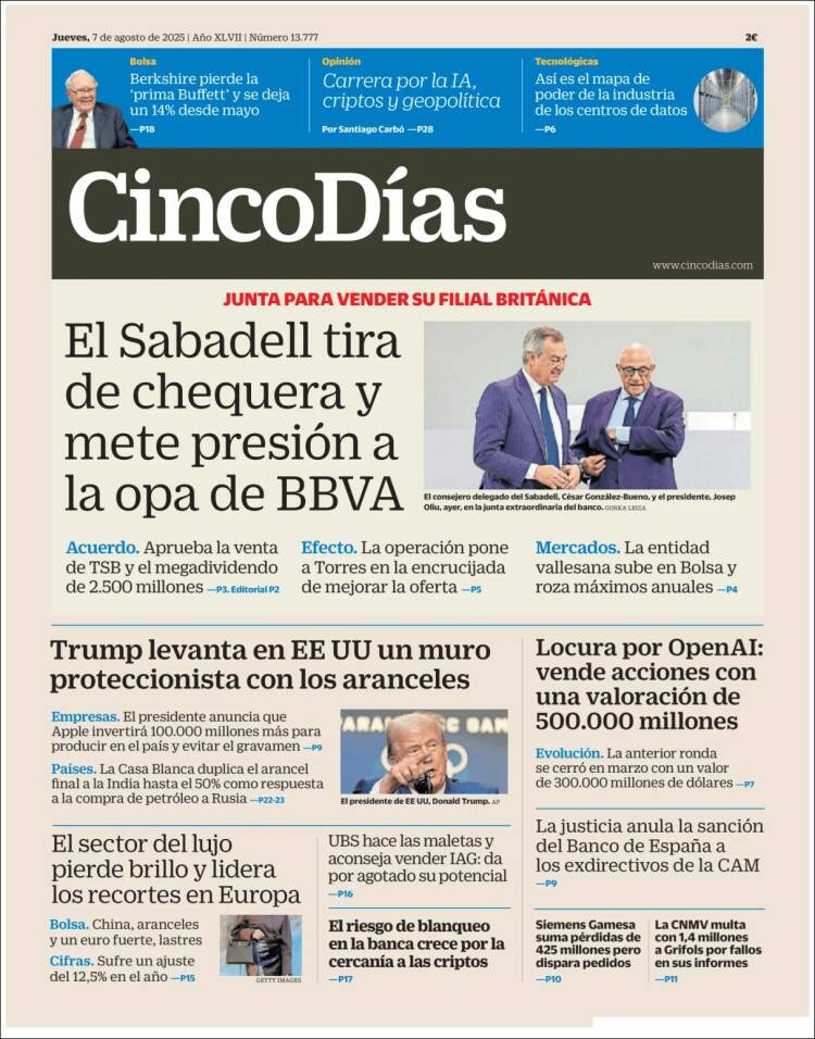 Portada de Cinco Días (España)