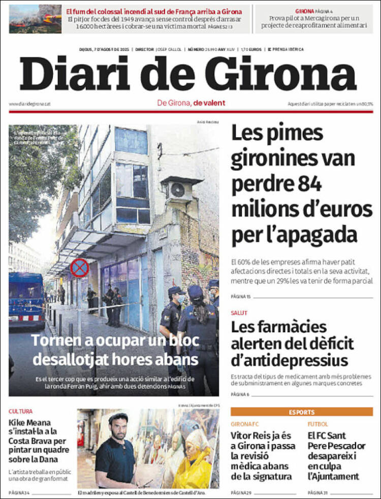 Portada de Diari de Girona (España)