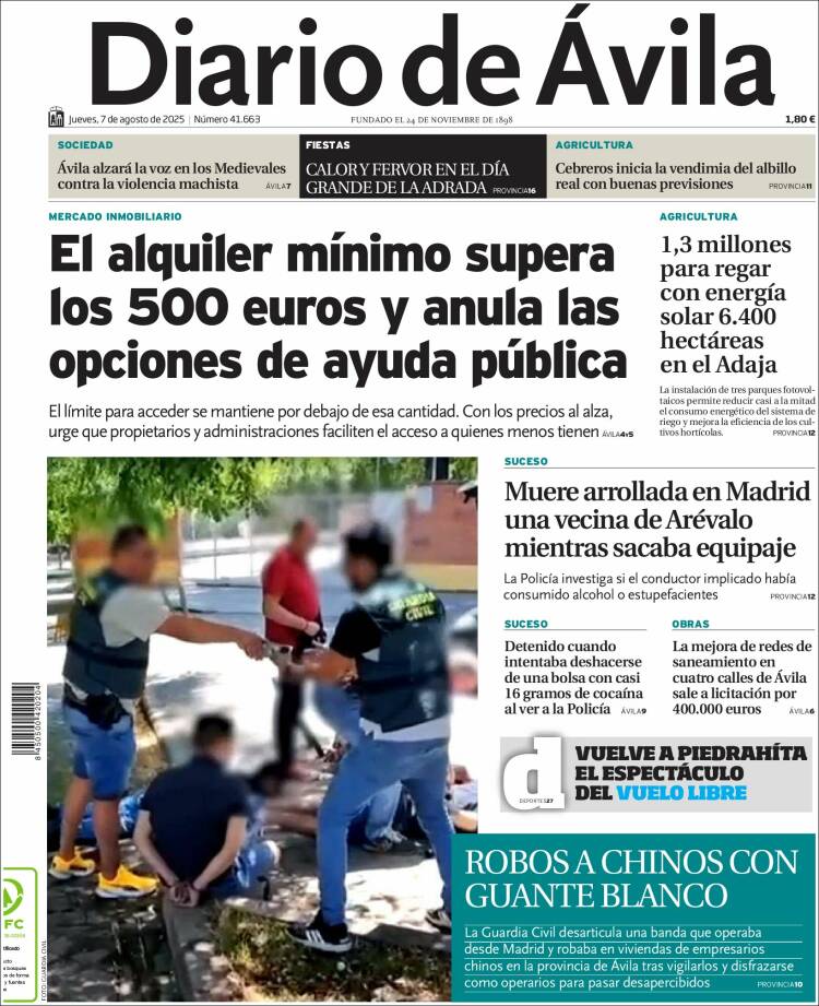 Portada de Diario de Ávila (Spain)