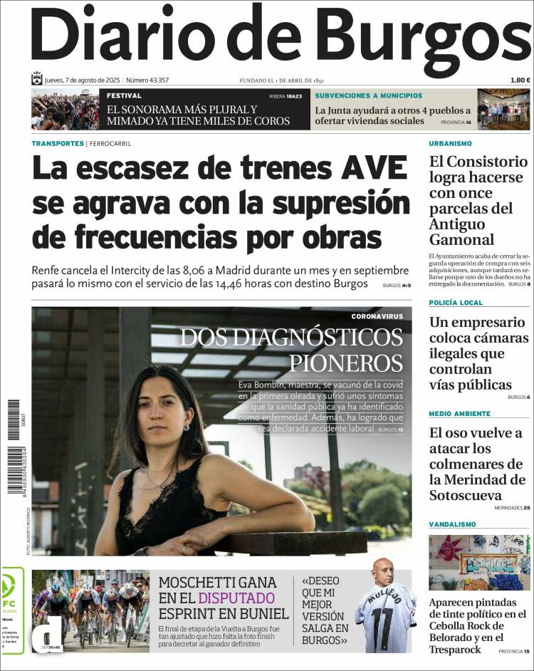 Portada de Diario de Burgos (España)