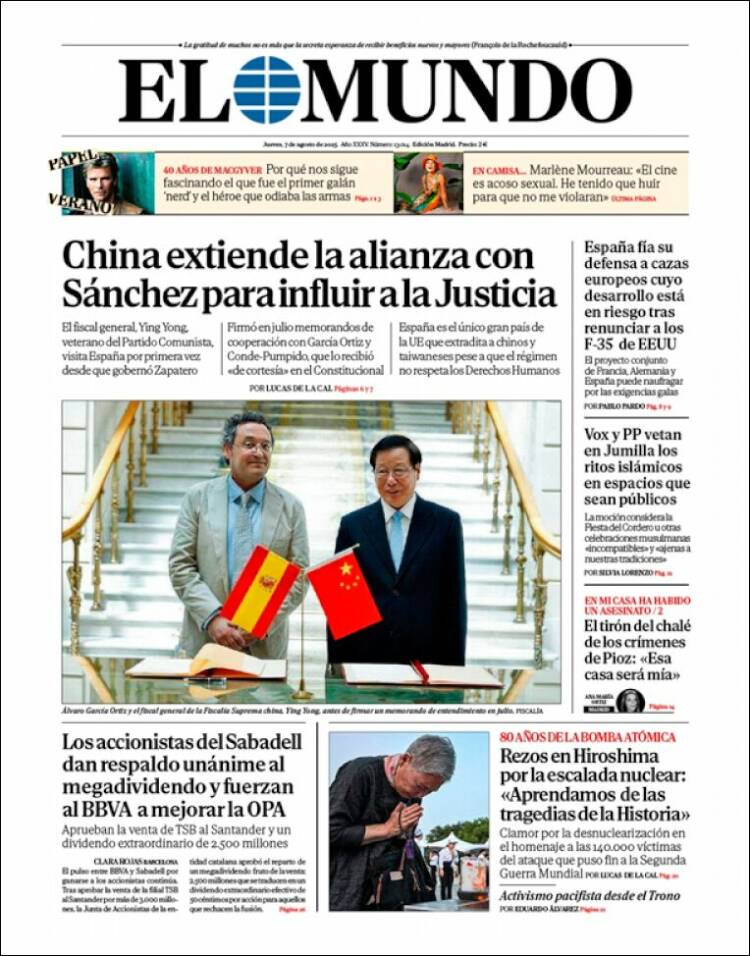 Portada de El Mundo (Spain)