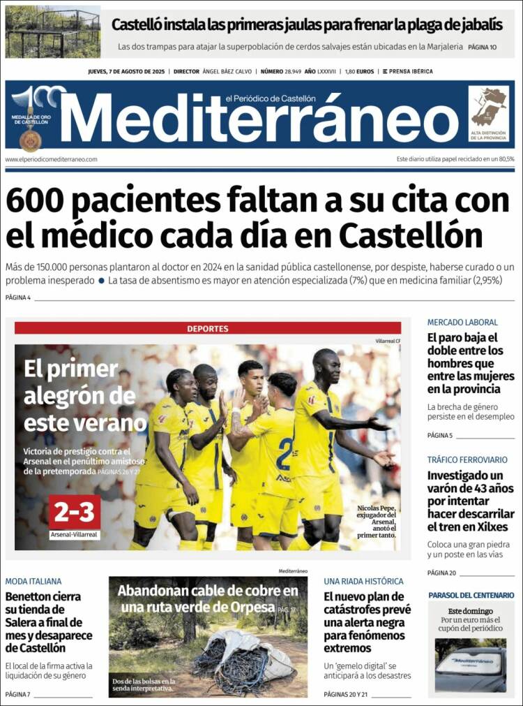 Portada de El Periódico Mediterraneo (España)