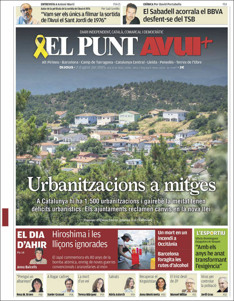 Portada de El Punt Avui (Spain)