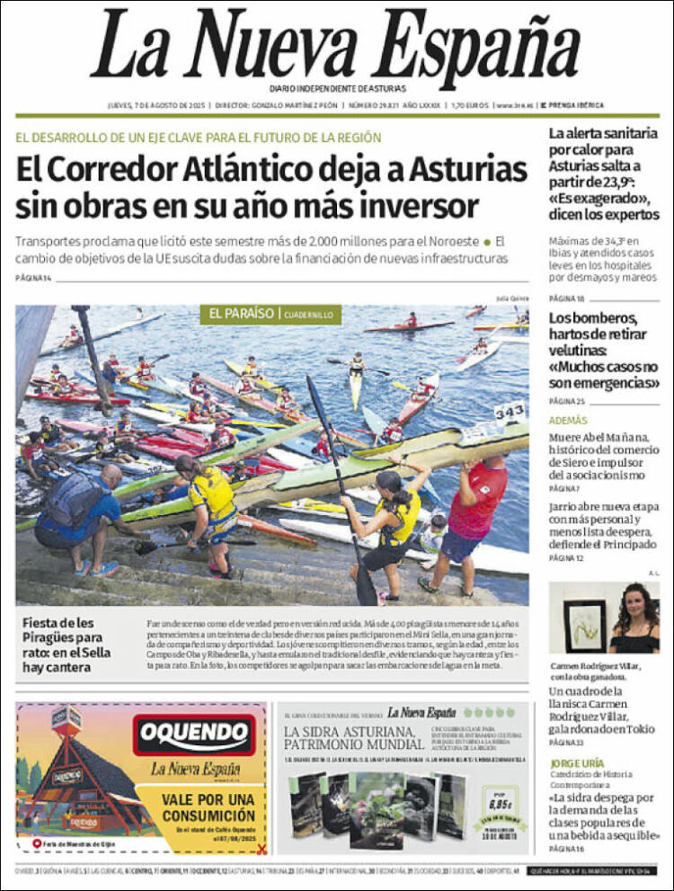 Portada de La Nueva España (España)