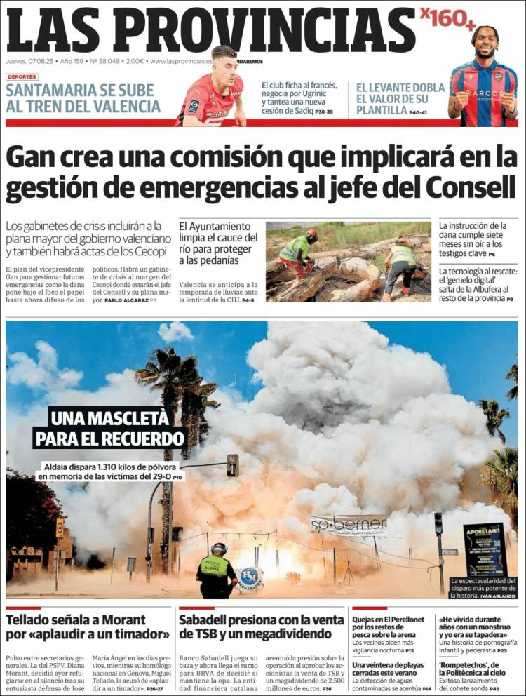 Portada de Las Provincias (Spain)