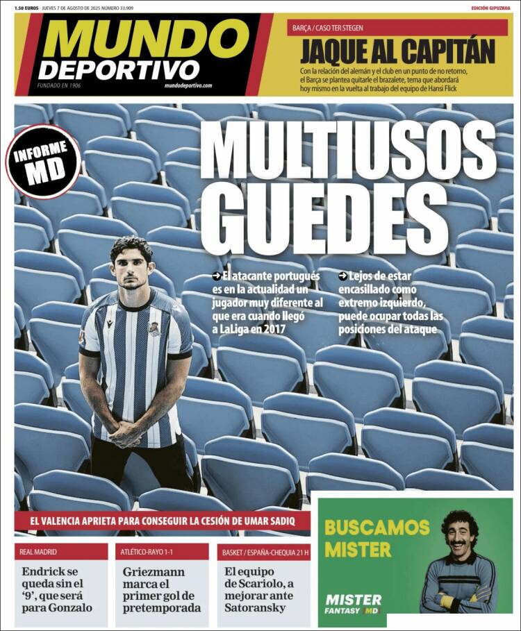 Portada de Mundo Deportivo Gipuzkoa (España)