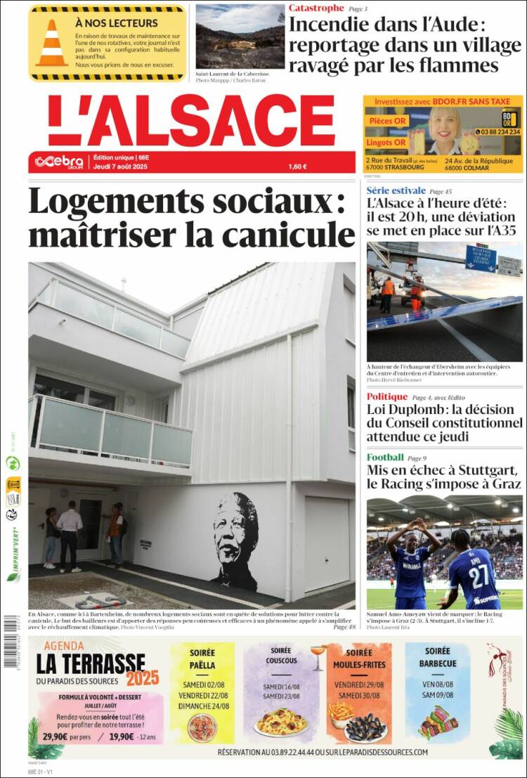 Portada de Journal L'Alsace (France)