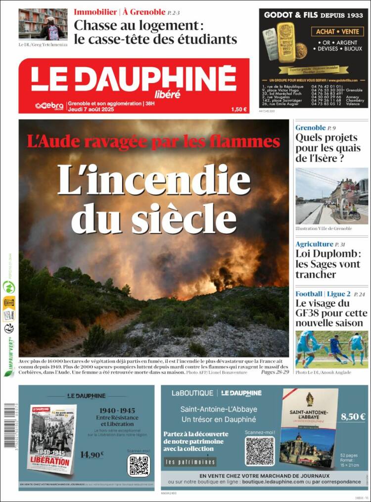 Portada de Le Dauphiné Libéré (France)