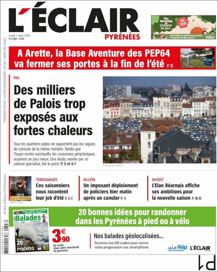 Portada de L'Eclair des Pyrénées (France)