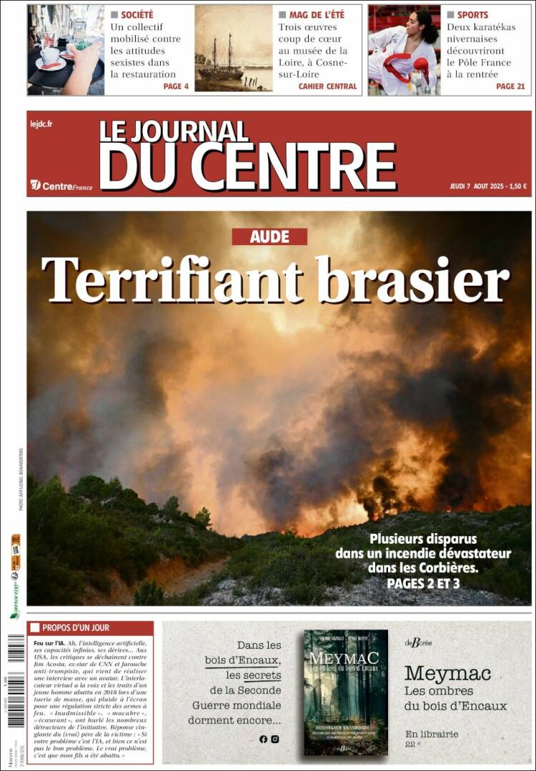 Portada de Le Journal du Centre (Francia)