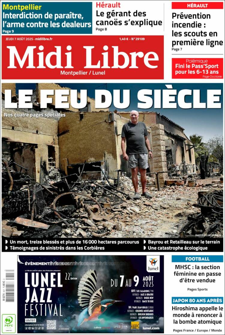 Portada de Midi Libre (Francia)
