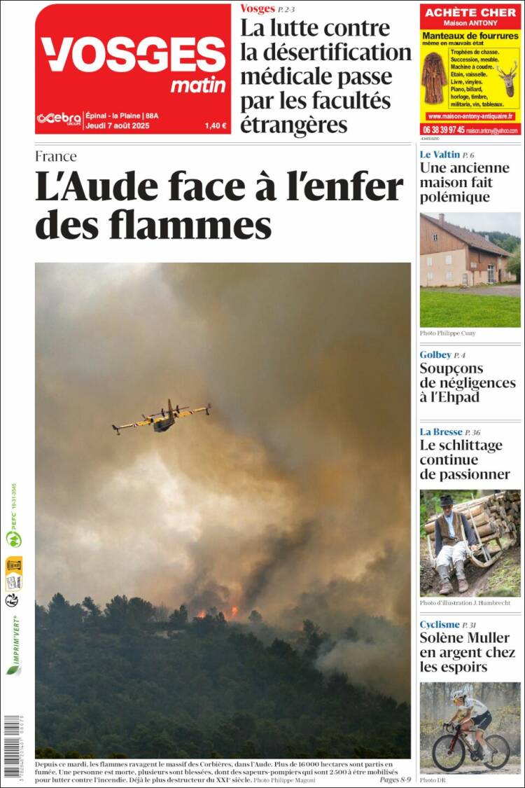 Portada de Vosges Matin (France)