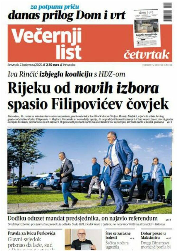 Portada de Večernji (Croatia)