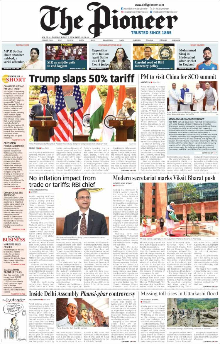 Portada de The Pioneer (India)