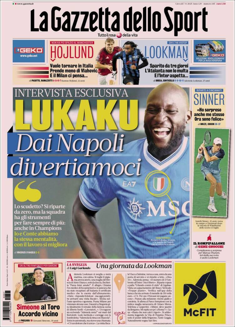 Portada de La Gazzetta dello Sport (Italy)