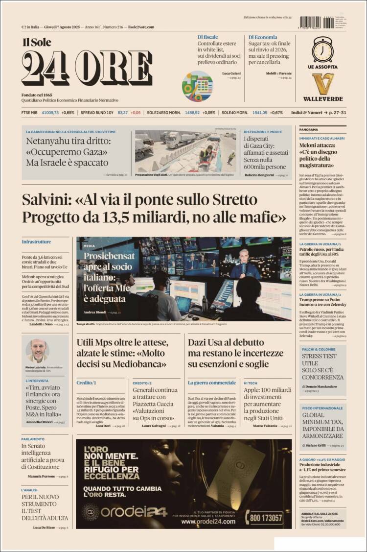 Portada de Il Sole 24 ORE (Italy)