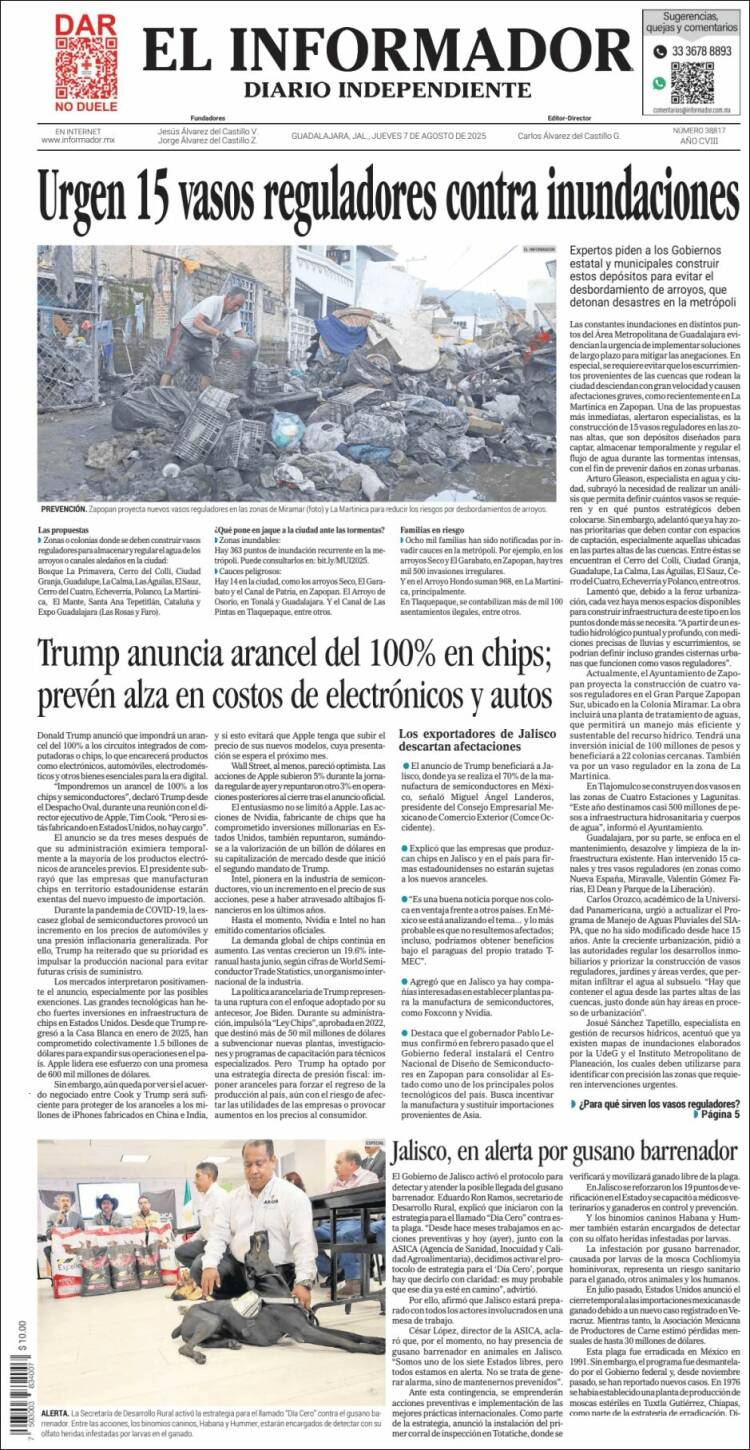Portada de El Informador (México)