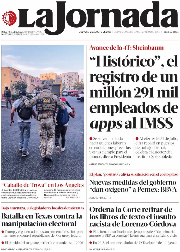 Portada de La Jornada (Mexique)