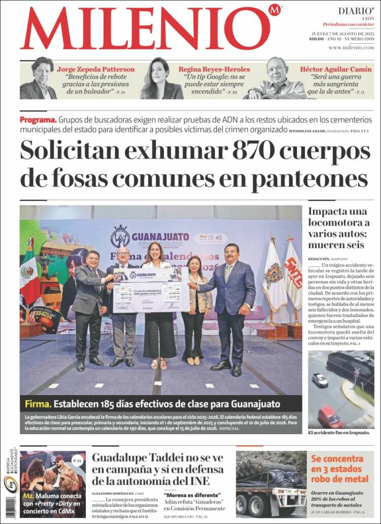 Portada de Milenio de León (Mexico)