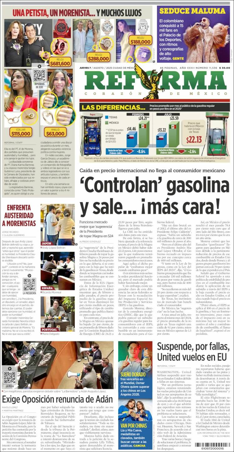 Portada de Reforma (México)
