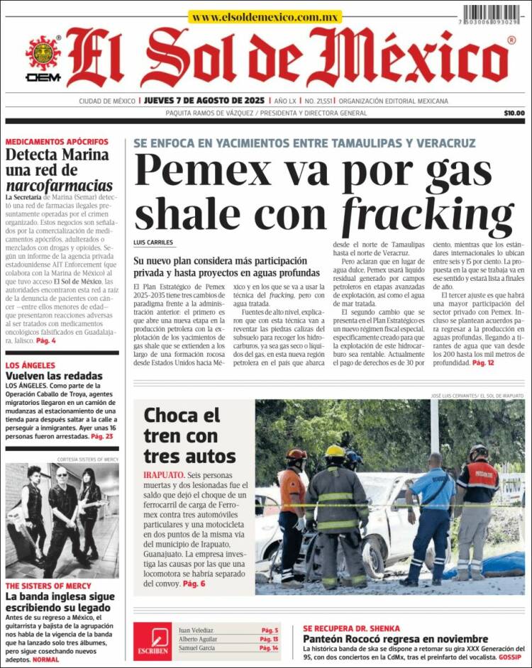 Portada de El Sol de México (Mexico)