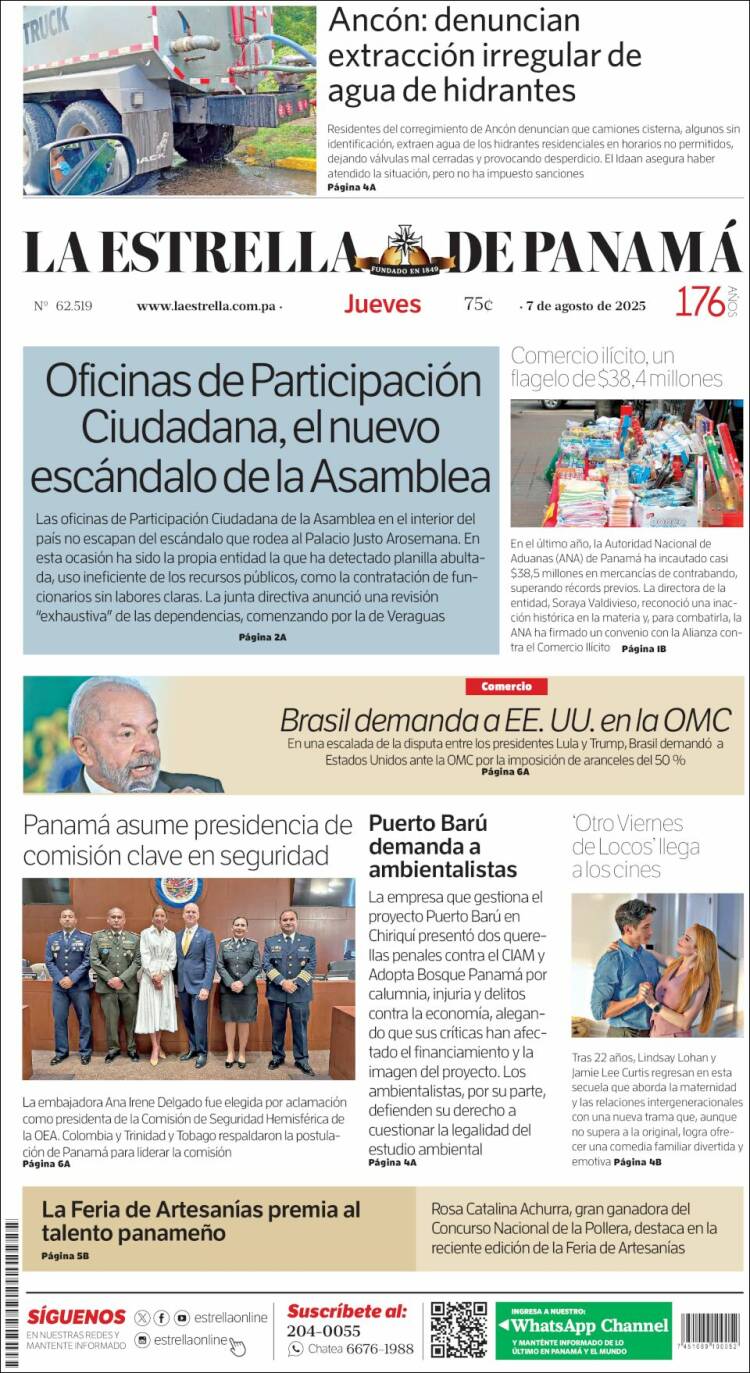Portada de La Estrella de Panamá (Panamá)