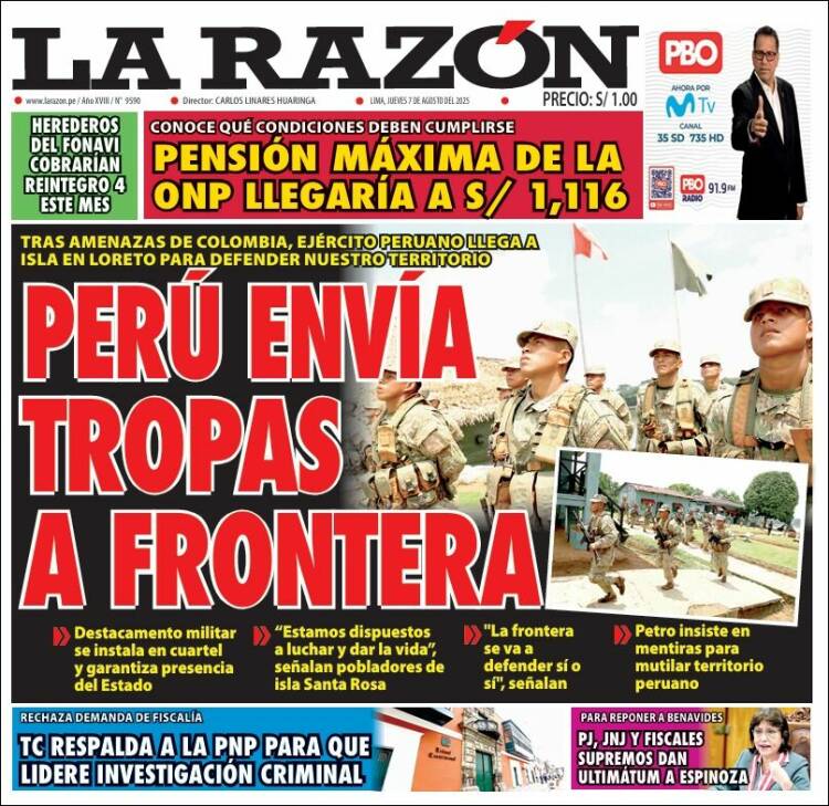 Portada de La Razón (Peru)