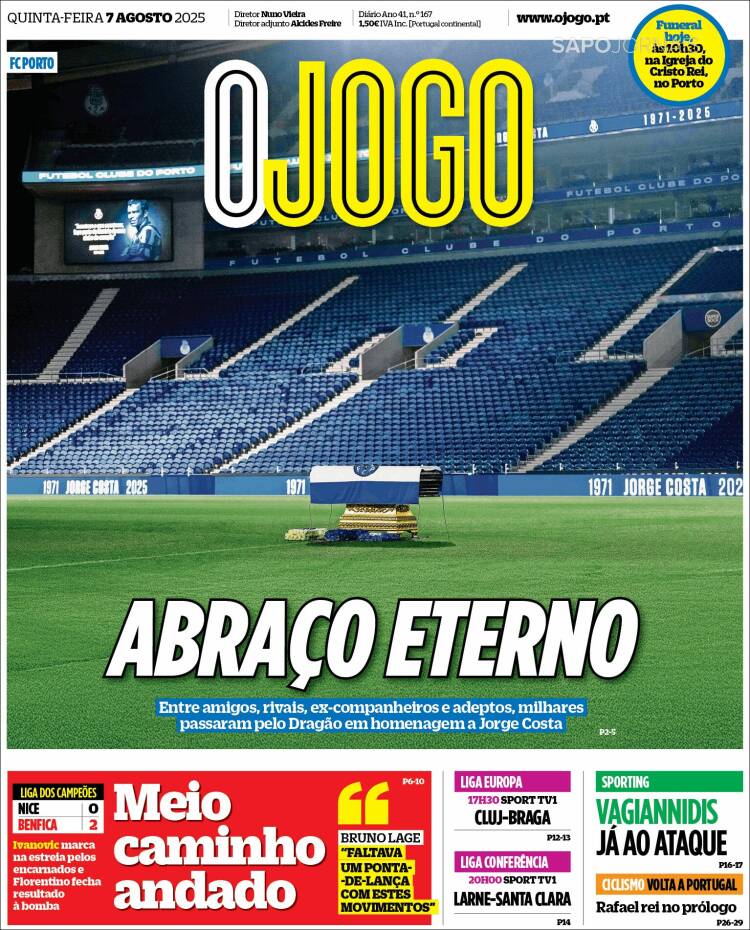 Portada de O Jogo (Portugal)